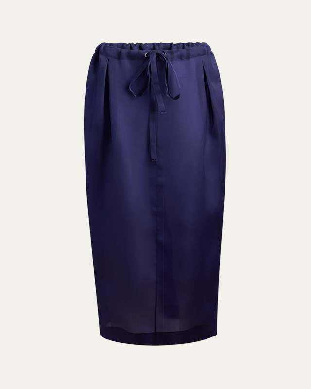 Chenton Long Drawcord Silk Skirt